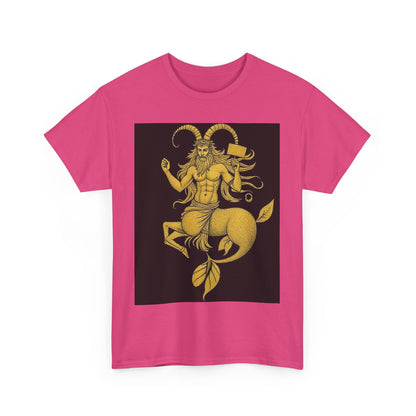 Unisex Heavy Cotton T-Shirt, Capricorn God, Zodiac Design