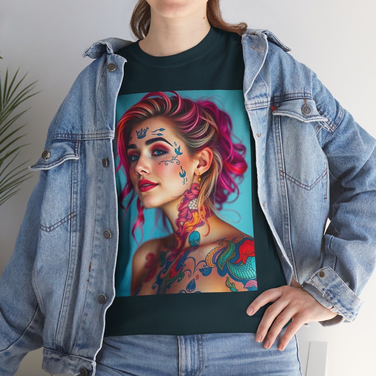 Unisex Heavy Cotton T-Shirt, Pisces, Zodiac v3, Sexy Art
