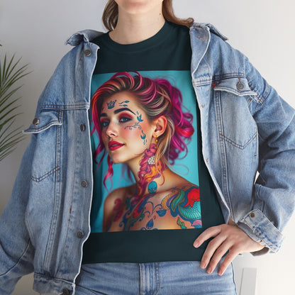 Unisex Heavy Cotton T-Shirt, Pisces, Zodiac v3, Sexy Art