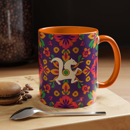 Accent Coffee Mug, Aquarius, Zodiac v2, Flower Pattern, (11, 15oz)