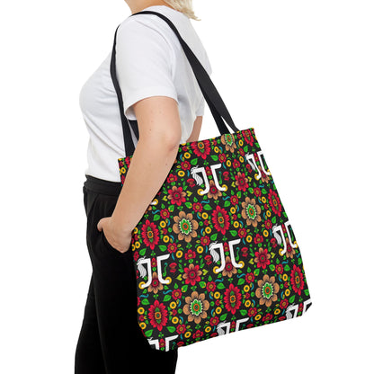Tote Bag, (AOP), Gemini, Zodiac, Flower Pattern