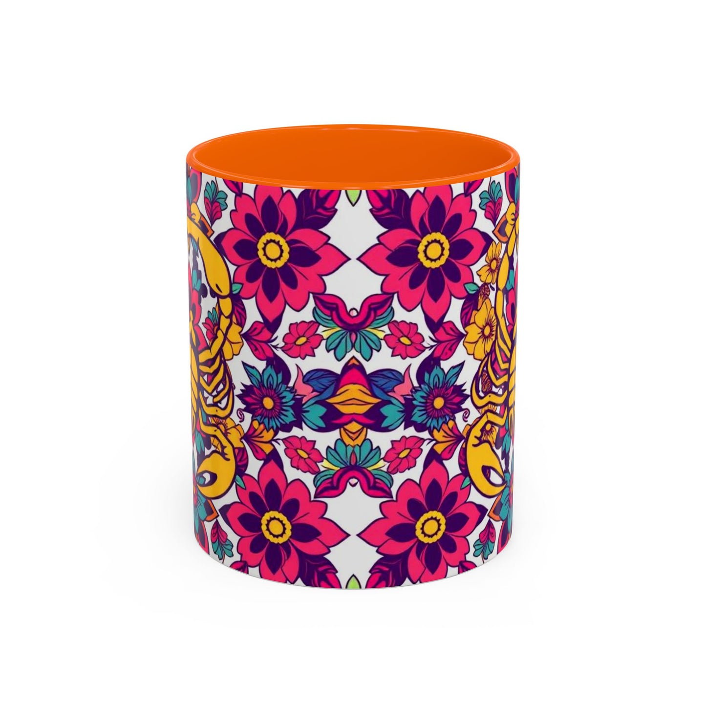 Accent Coffee Mug, Scorpio, Zodiac v2. Flower Pattern, (11, 15oz)