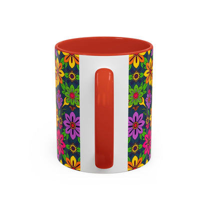 Accent Coffee Mug, Gemini, Zodiac v3, Flower Pattern, (11, 15oz)