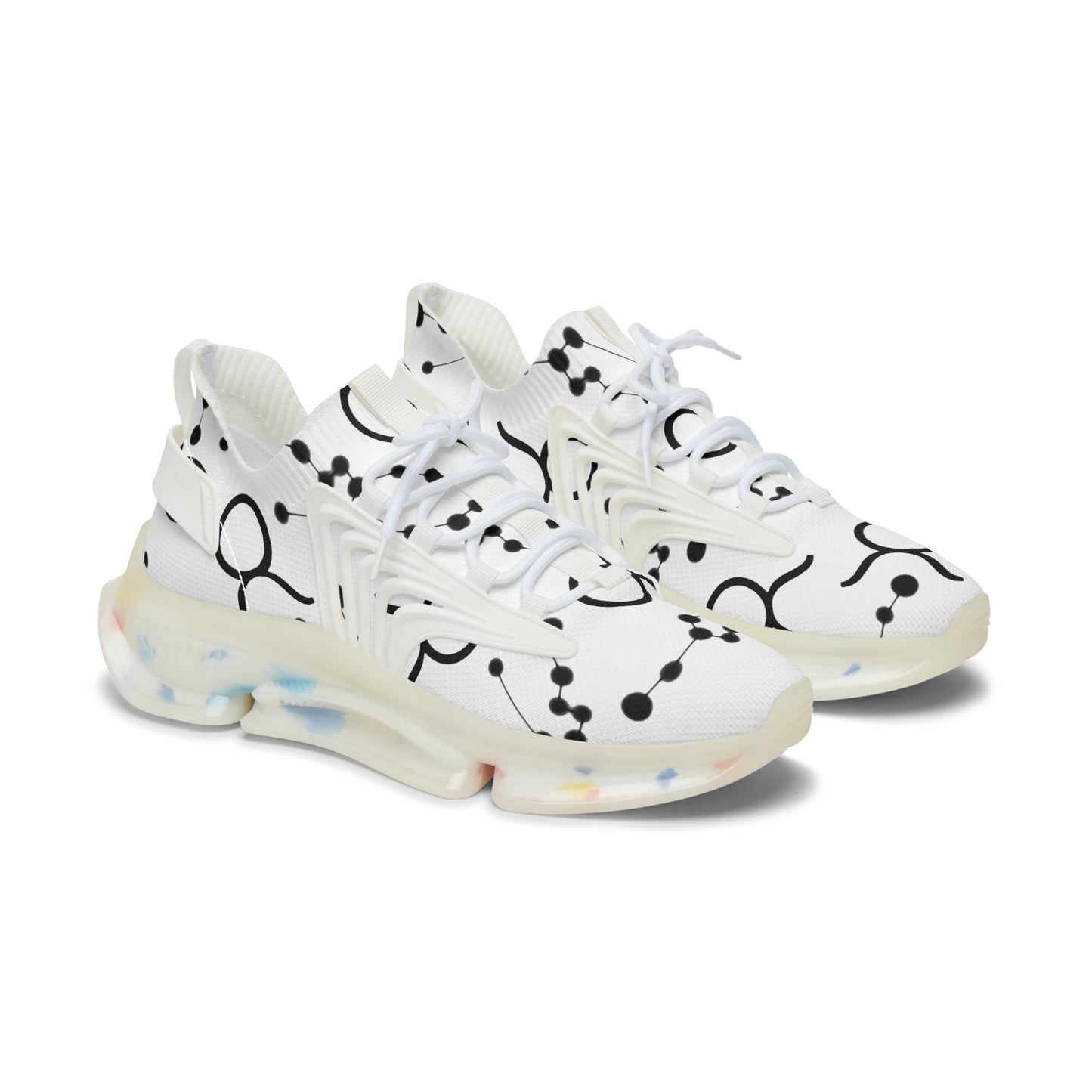 Women's Mesh Sneakers, Constellation & Symbol, Taurus Zodiac Sign, AOP