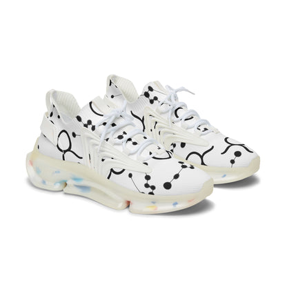Women's Mesh Sneakers, Constellation & Symbol, Taurus Zodiac Sign, AOP