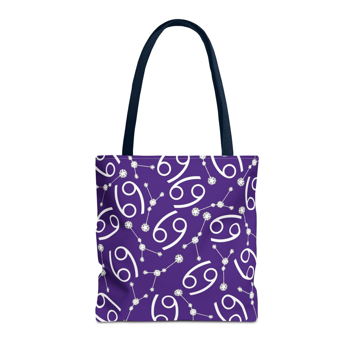 Tote Bag, Cancer Zodiac Sign, AOP, (Purple, White)