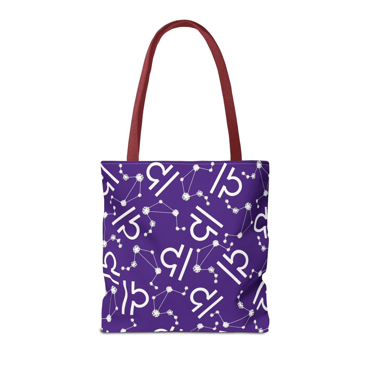Tote Bag, Libra Zodiac Sign, AOP, (Purple, White)