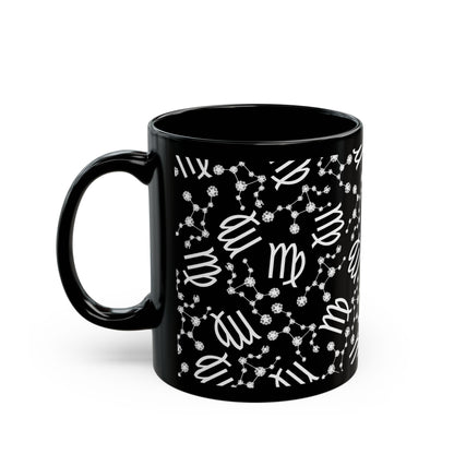 Zodiac 11oz Black Mug Virgo Zodiac Sign