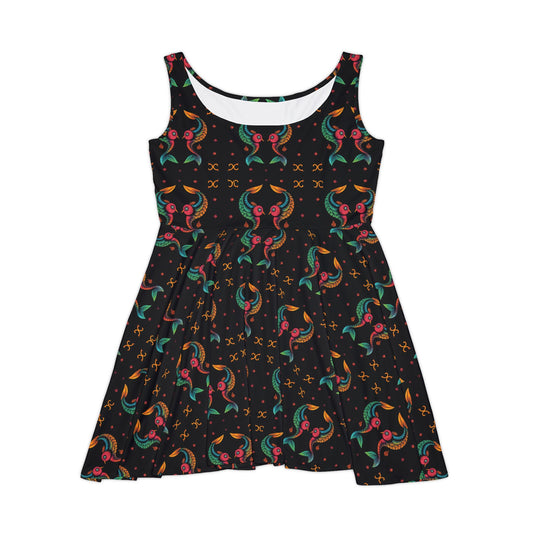 Women's Skater Dress, AOP, Zodiac v1, Pisces, Pattern