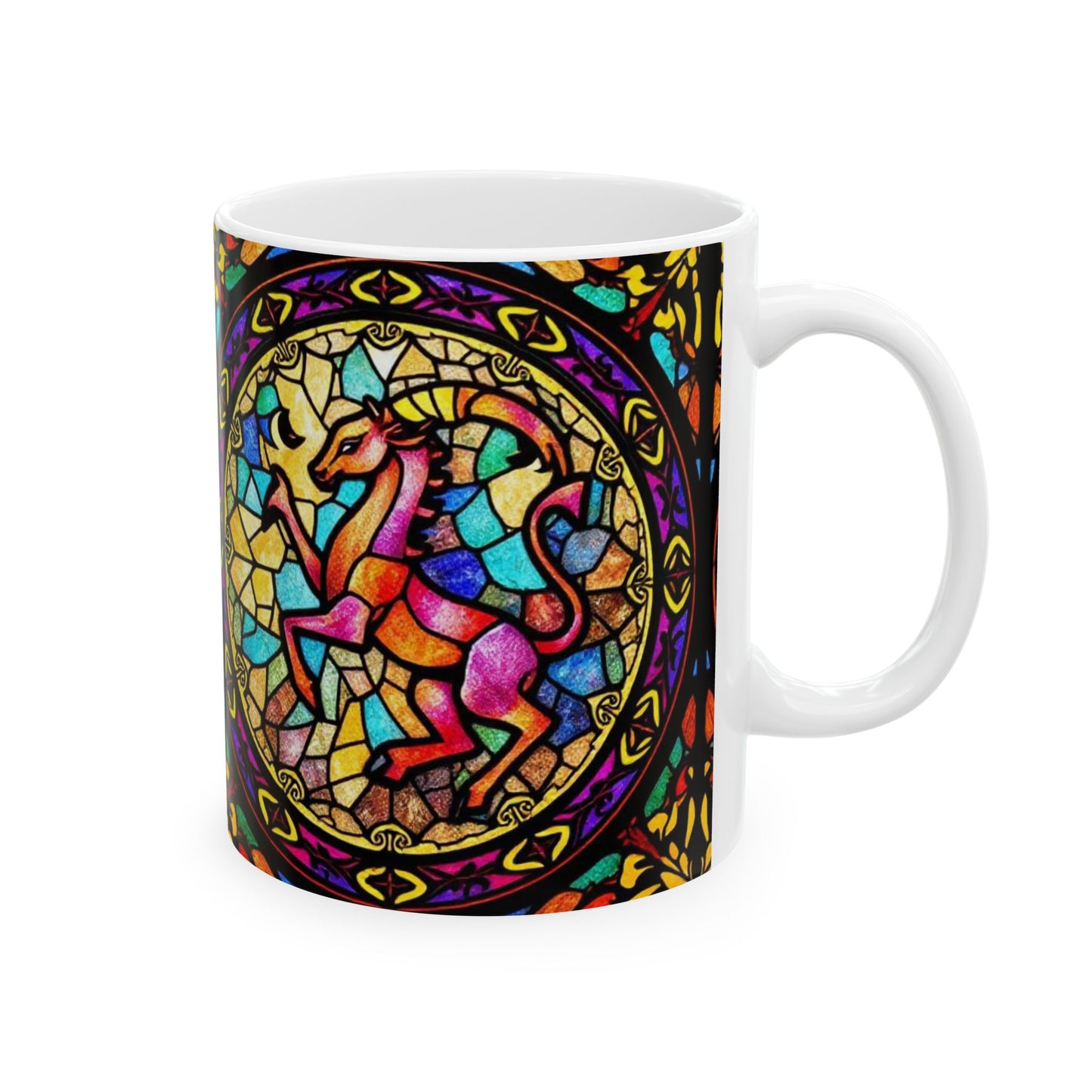 Ceramic Mug, (11oz, 15oz), Ceramic Coffee Mug, AOP, Glass Design v1, Aries Zodiac