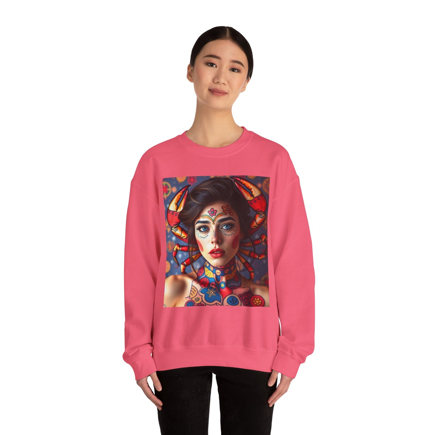 Unisex Heavy Blend™ Crewneck Sweatshirt, Cancer, Zodiac v2, Sexy Pattern