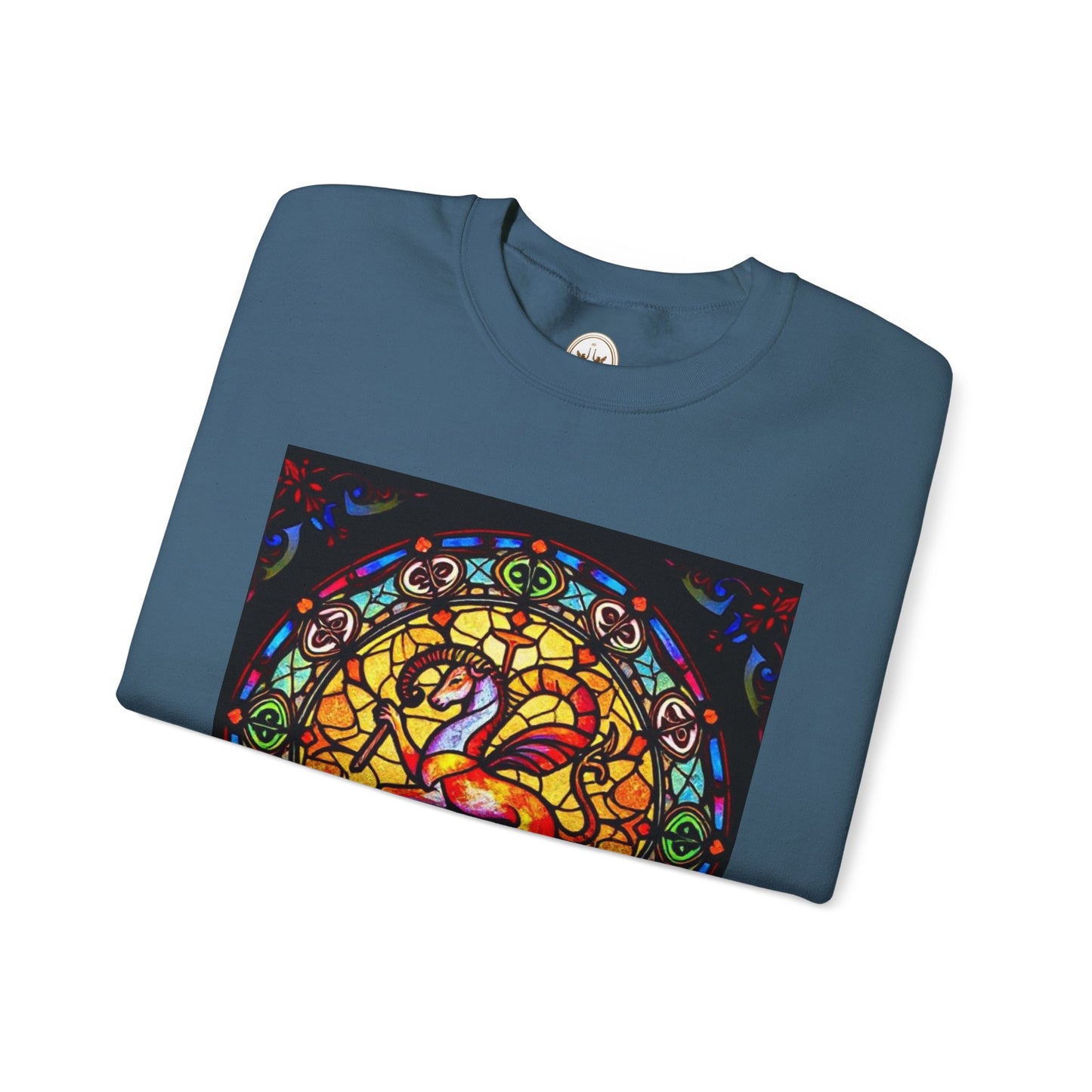 Unisex Heavy Blend™ Crewneck Sweatshirt, Glass 1, Aries Zodiac Design