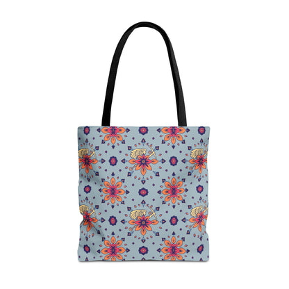 Tote Bag, (AOP), Sagittarius, Zodiac v1, Flower Pattern