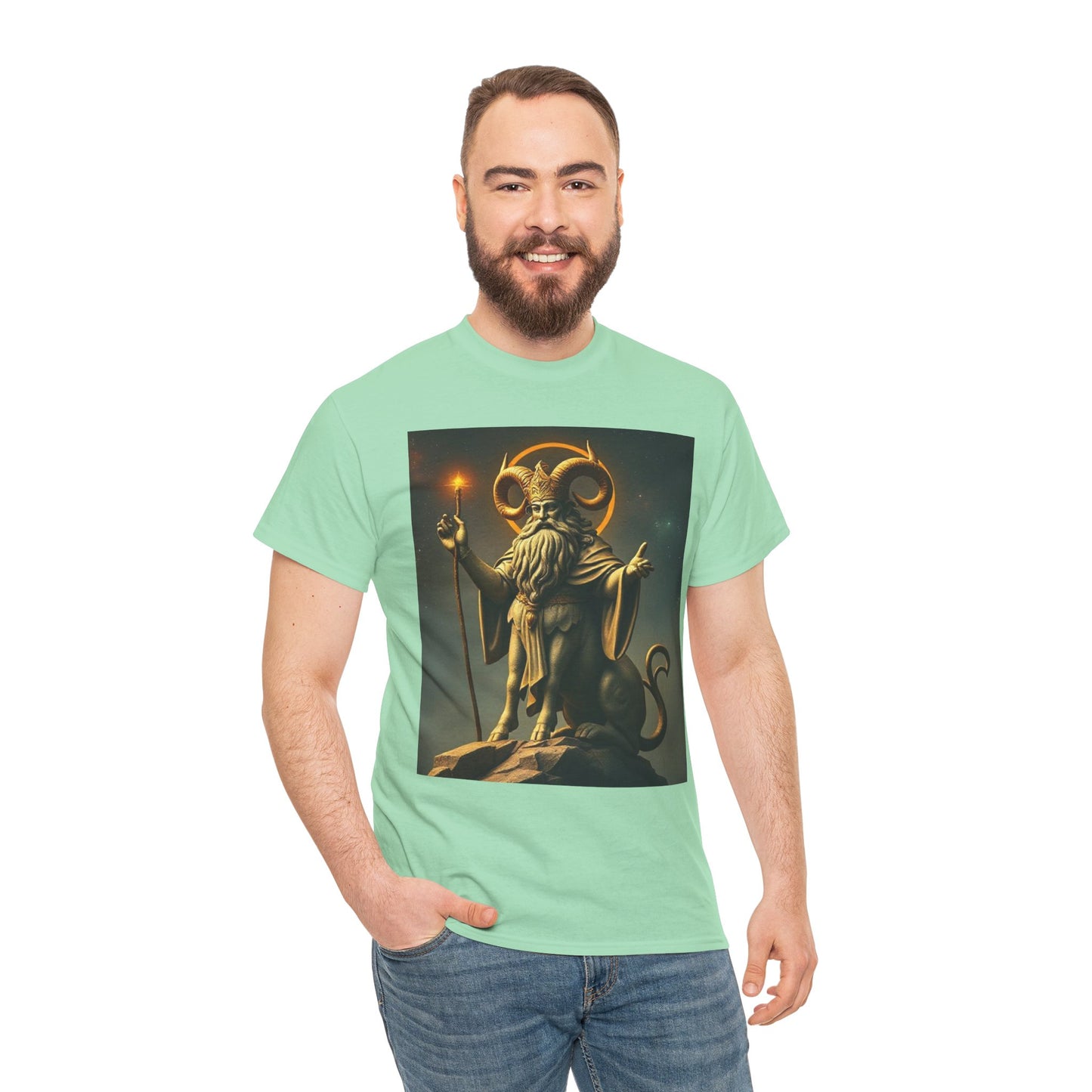 Unisex Heavy Cotton T-Shirt, Taurus God v1, Zodiac Design