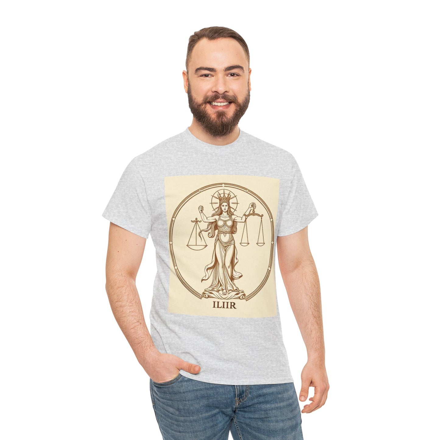 Unisex Heavy Cotton T-Shirt, Libra Goddess, Zodiac Design