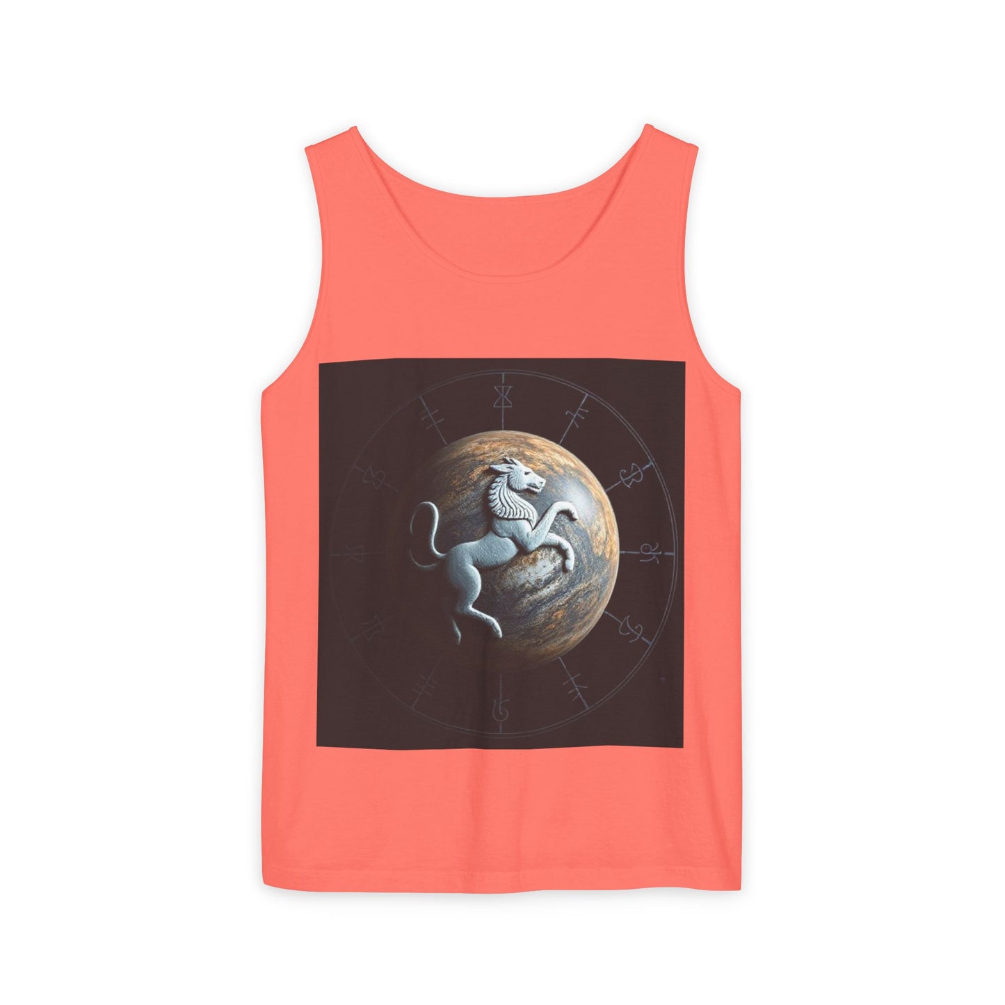 Unisex Garment-Dyed, Tank Top, Aquarius Design, Planet Animal, 100% Ringspun US cotton