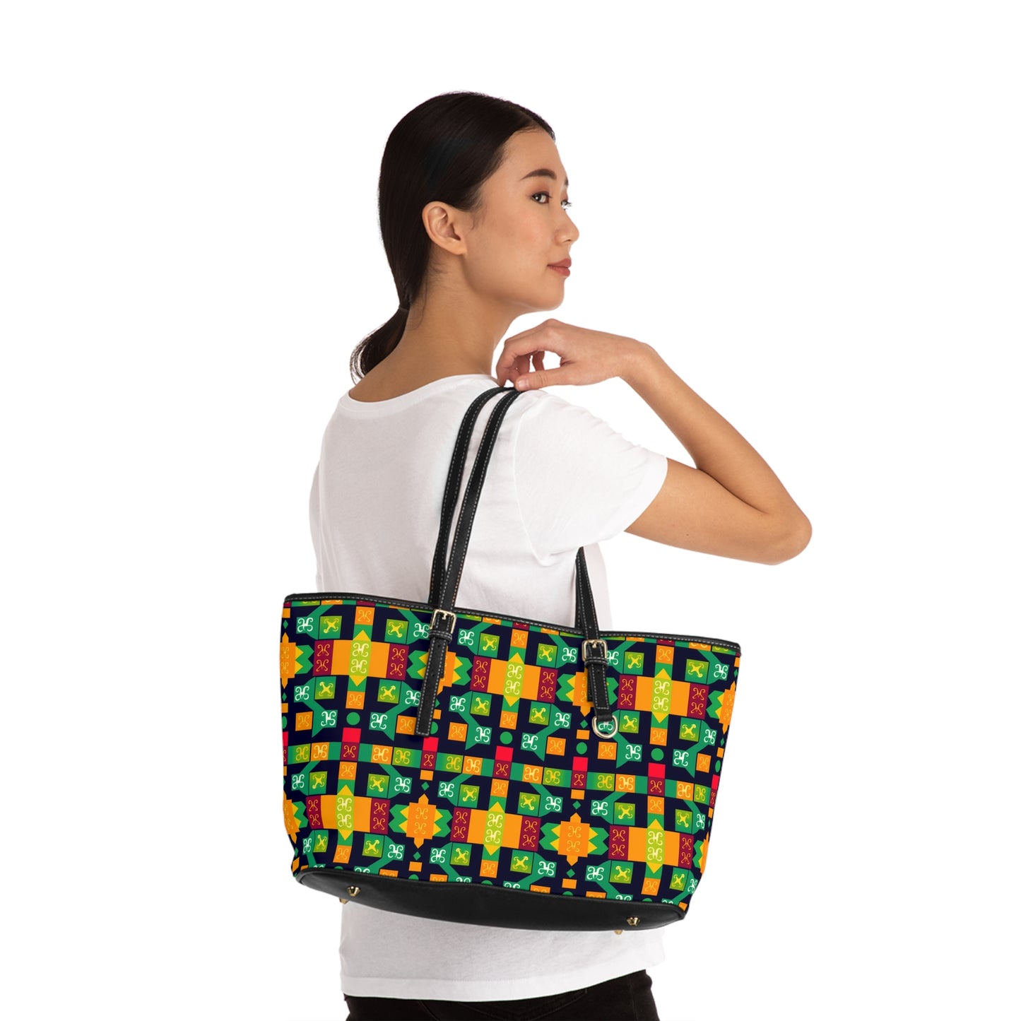 Leather Shoulder Bag, Virgo, Zodiac v1, Shapes Pattern