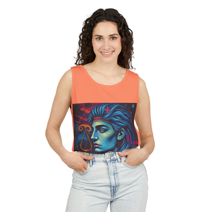 Unisex Garment-Dyed, Tank Top, Libra Design, Pop Art v1, 100% US cotton
