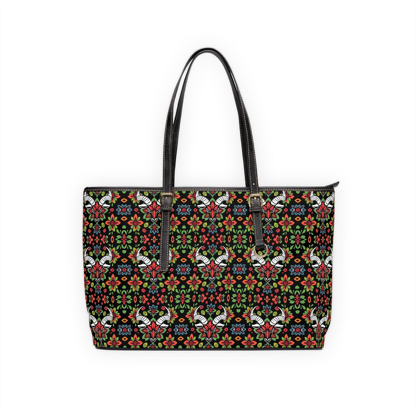 Leather Shoulder Bag, Taurus, Zodiac v1, Flower Pattern