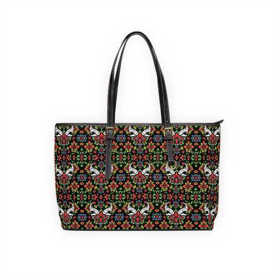 Leather Shoulder Bag, Taurus, Zodiac v1, Flower Pattern