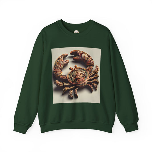 Unisex Heavy Blend™ Crewneck Sweatshirt, Crab Artifact, Cancer Zodiac Design