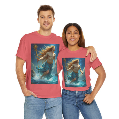 Unisex Heavy Cotton T-Shirt, Realistic, Aquarius Zodiac Design