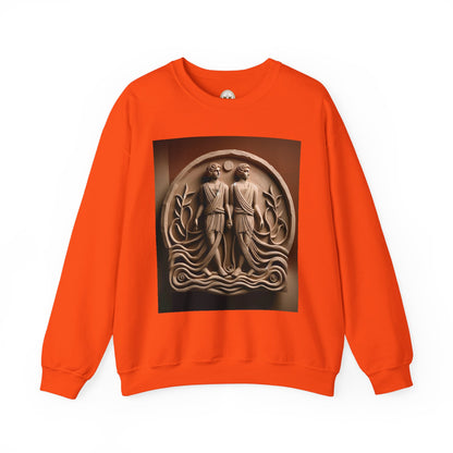Unisex Heavy Blend™ Crewneck Sweatshirt, Stone Twins, Gemini Zodiac Design