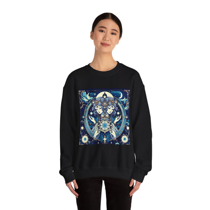 Unisex Heavy Blend™ Crewneck Sweatshirt,Twin Body, Gemini Zodiac Design