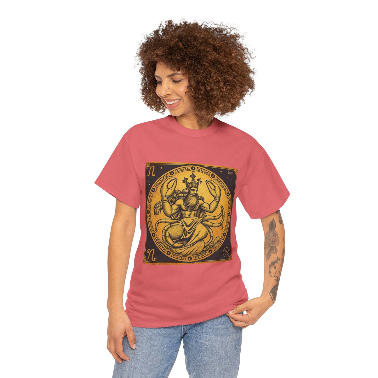 Unisex Heavy Cotton T-Shirt, Crab King, Cancer Zodiac Design