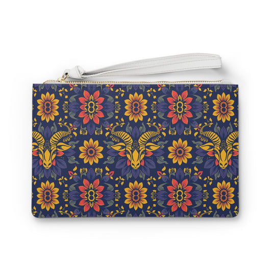 Clutch Bag, Taurus, Zodiac v1, Flower Pattern