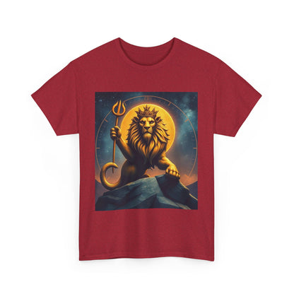 Unisex Heavy Cotton T-Shirt, King of Lions v2, Leo Zodiac Design