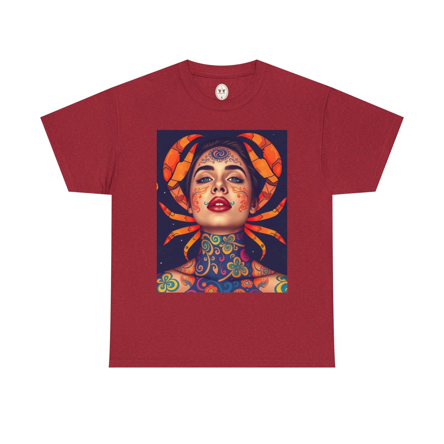 Unisex Heavy Cotton T-Shirt, Cancer, Zodiac v2, Sexy Art