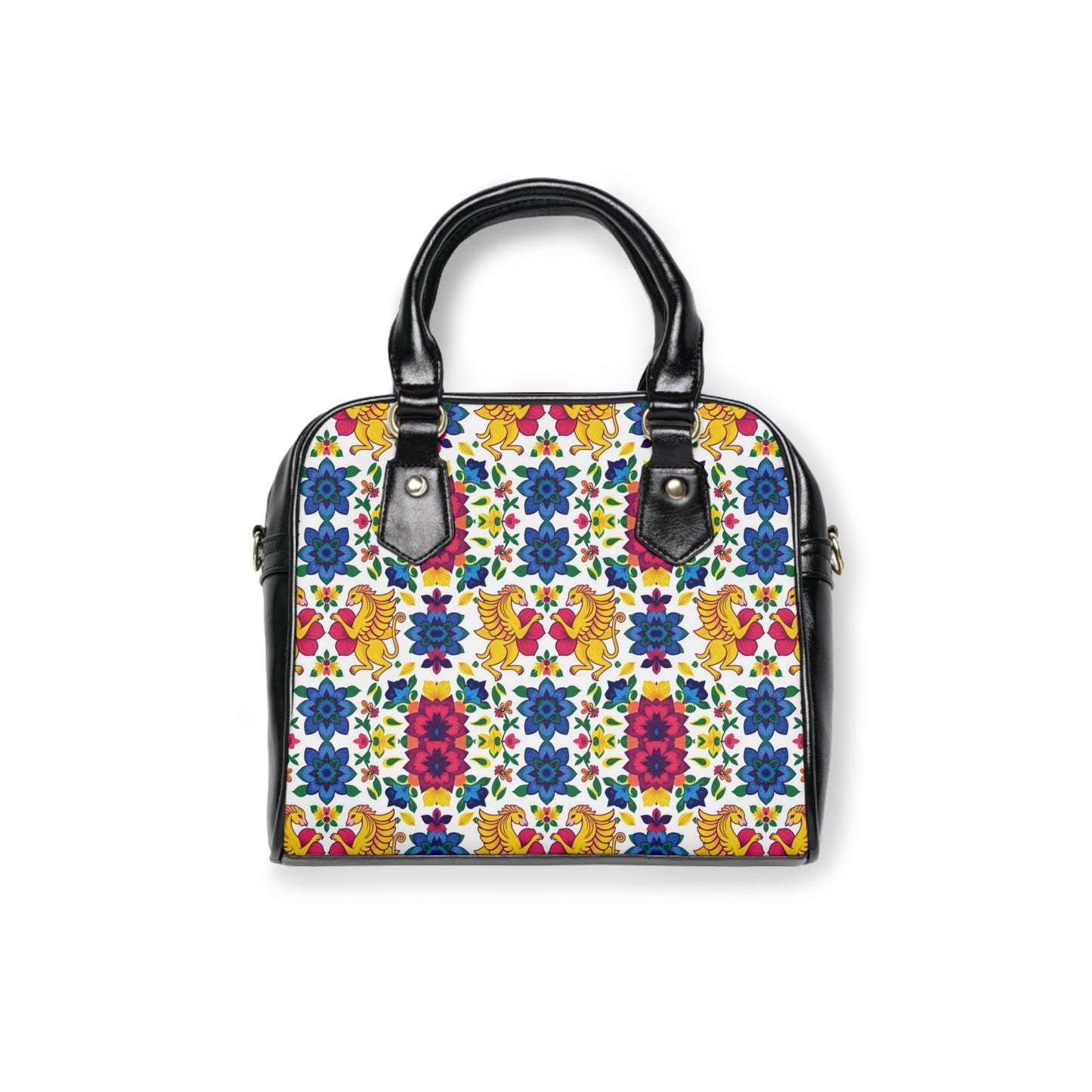 Shoulder Handbag, Gemini, Zodiac v2, Flower Pattern