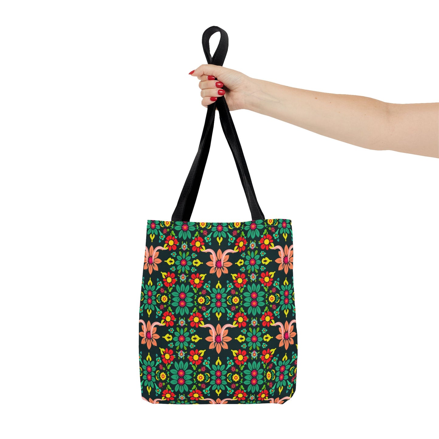 Tote Bag, (AOP), Aquarius, Zodiac v1, Flower Pattern