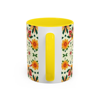 Accent Coffee Mug, Aries, Zodiac, Flower Pattern, (11, 15oz)