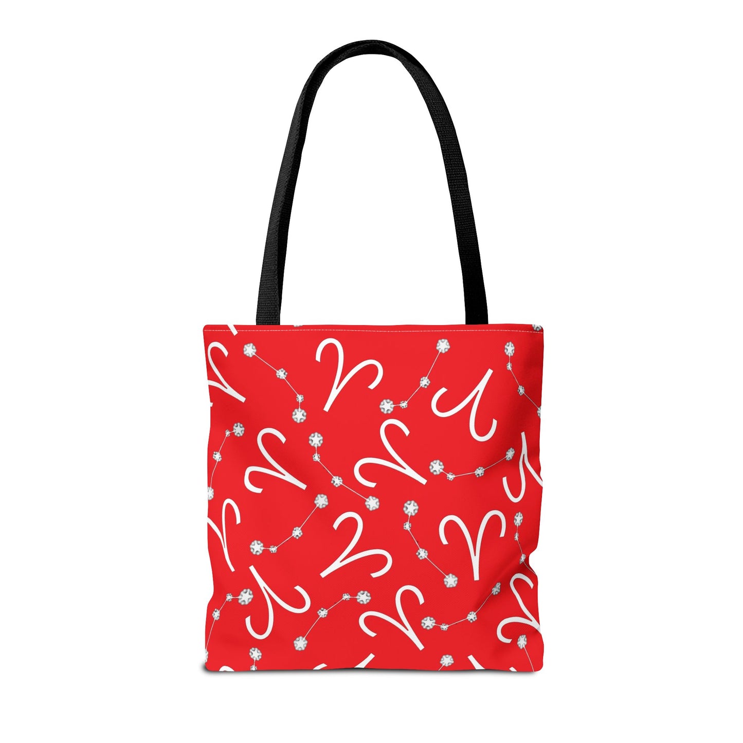 Tote Bag, Aries Zodiac Sign, AOP, (Red, White)