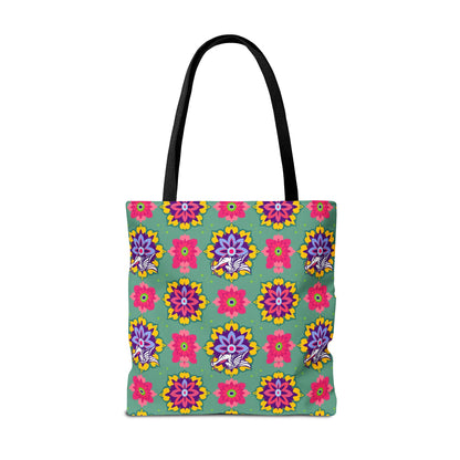 Tote Bag, (AOP), Sagittarius, Zodiac v4, Flower Pattern