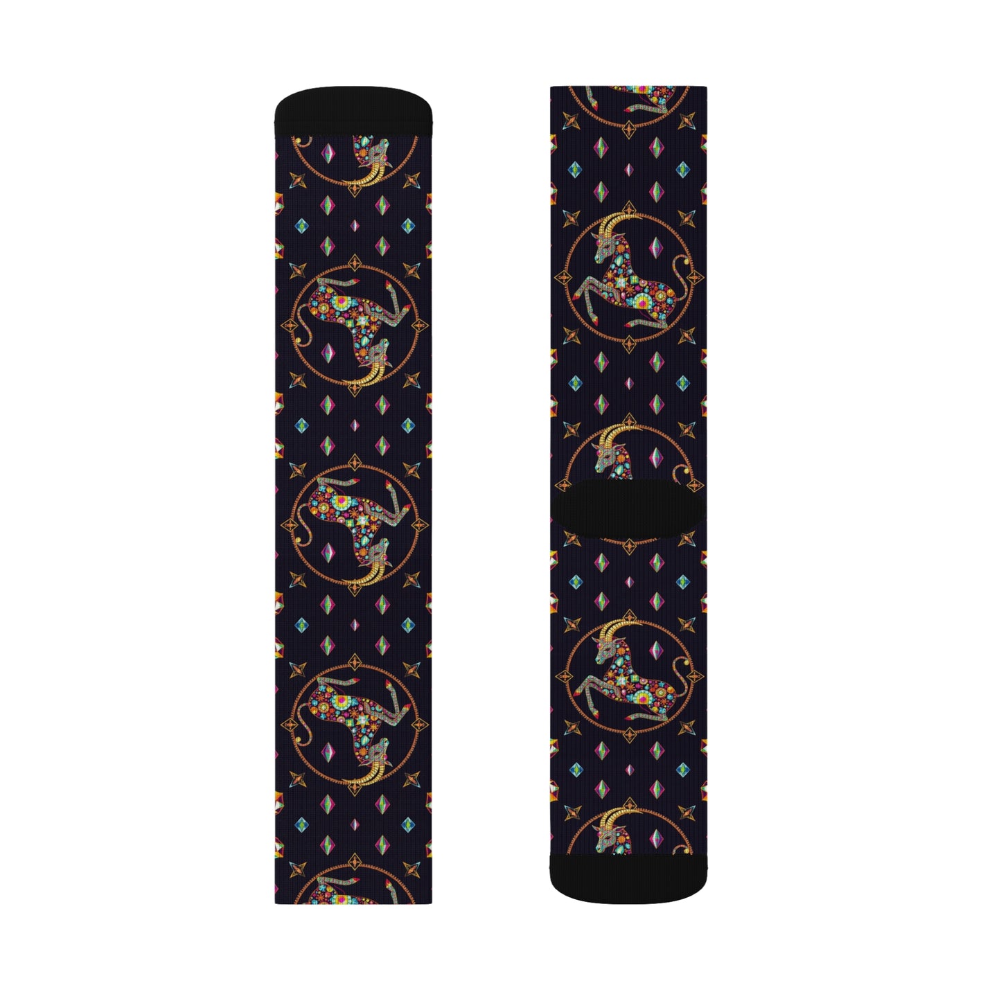 Sublimation Socks, Capricorn, Zodiac v4, Jewel Pattern