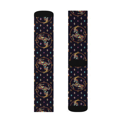 Sublimation Socks, Capricorn, Zodiac v4, Jewel Pattern