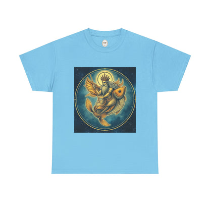 Unisex Heavy Cotton T-Shirt, Pisces King v1, Zodiac Design