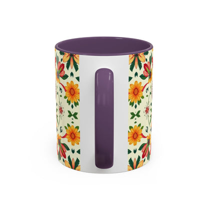 Accent Coffee Mug, Aries, Zodiac, Flower Pattern, (11, 15oz)
