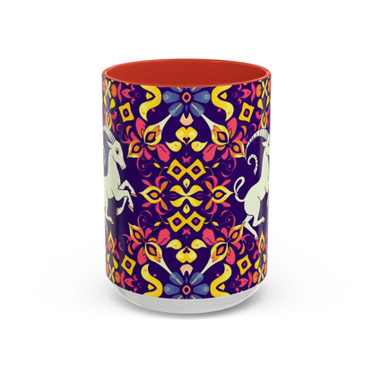 Accent Coffee Mug, Capricorn, Zodiac v1, Flower Pattern, (11, 15oz)