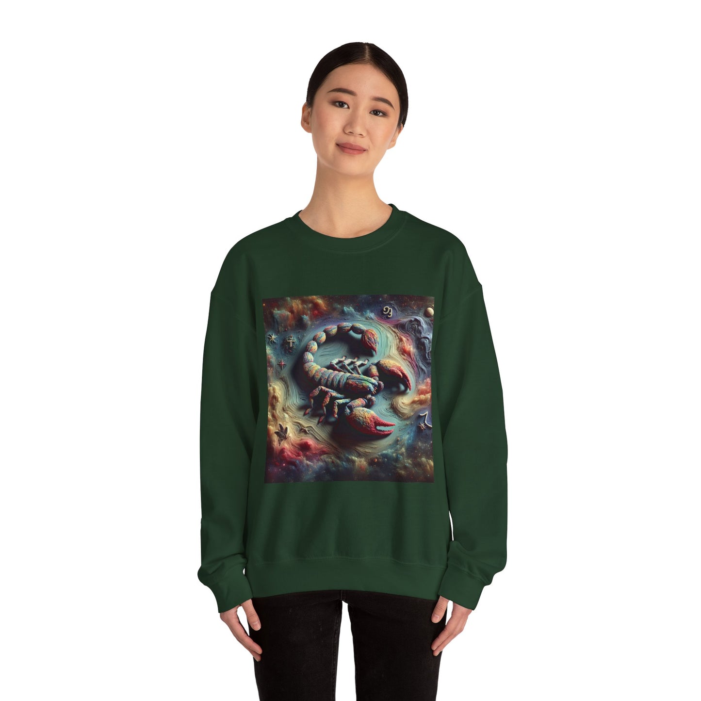 Unisex Heavy Blend™ Crewneck Sweatshirt, Trippy Mist Scorpion, Scorpio Zodiac Design