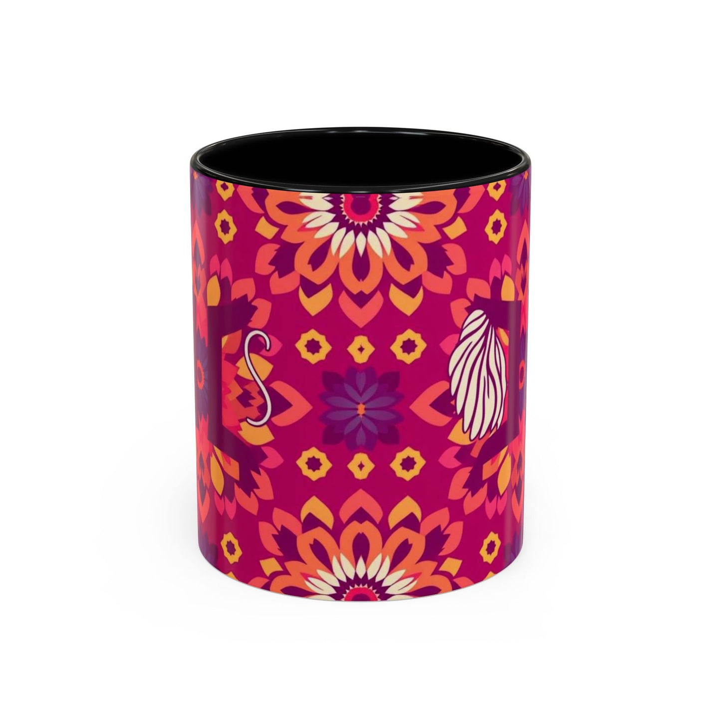 Accent Coffee Mug, Gemini, Zodiac v1, Flower Pattern, (11, 15oz)