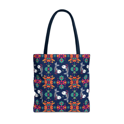 Tote Bag (AOP), Pisces, Zodiac, Flower Pattern