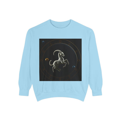 Garment-Dyed Sweatshirt, Unisex, Space Animal Design v1, Capricorn