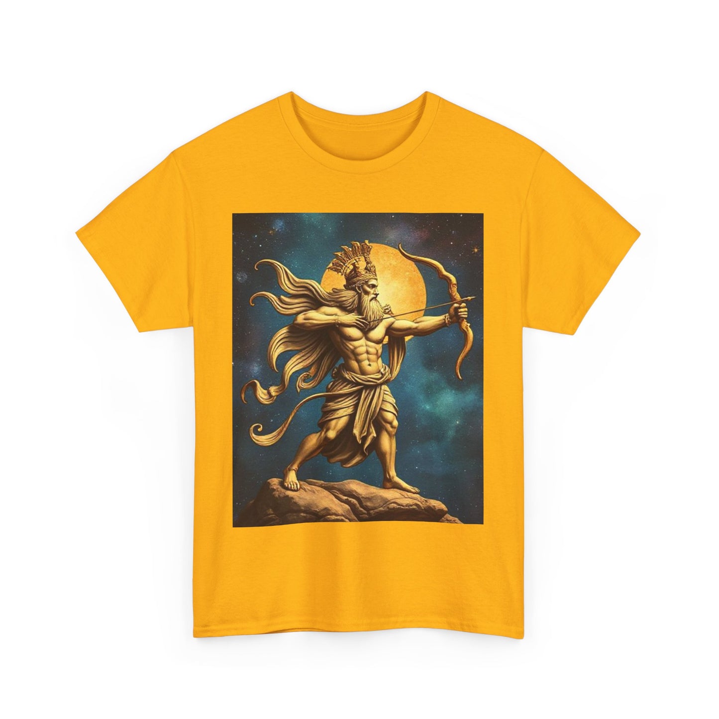 Unisex Heavy Cotton T-Shirt, Midnight Arrow v1, Sagittarius Zodiac Design