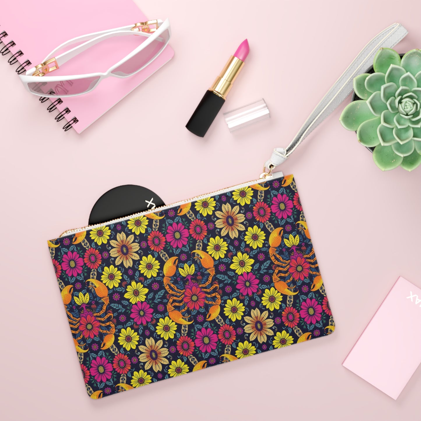 Clutch Bag, Scorpio, Zodiac v3, Flower Pattern