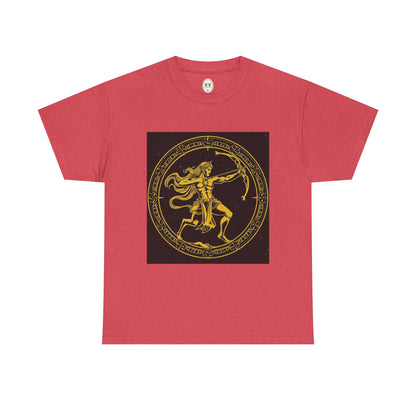 Unisex Heavy Cotton T-Shirt, Mythical Faun/Satyr v1, Sagittarius Zodiac Design