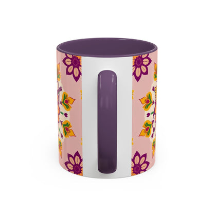 Accent Coffee Mug, Sagittarius, Zodiac v4. Flower Pattern, (11, 15oz)